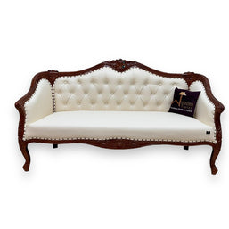 Wooden Handmade Italian Baroque Style Champagne Sofa Set 3+1+1 (Teak Wood) - WoodenTwist