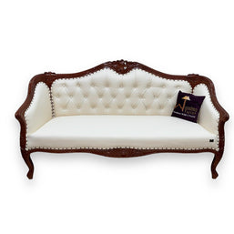 Wooden Handmade Italian Baroque Style Champagne Sofa Set 3+1+1 (Teak Wood) - WoodenTwist