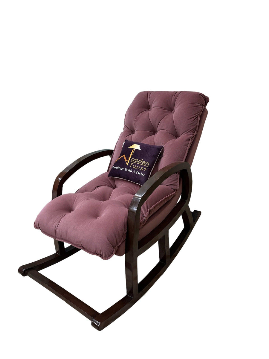 Walnut Finish, Dark Pink Cushion