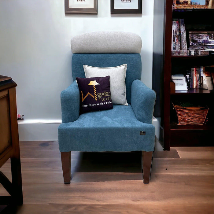 Wooden Twist Swanky Home Decor Teak Wood Boucle Fabric Sofa Set 3+1+1 with 4 Cushions Elegant Living Room - WoodenTwist