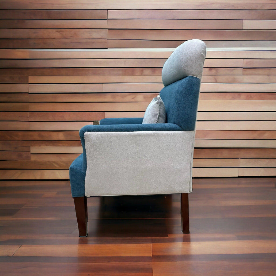 Blue boucle upholstery