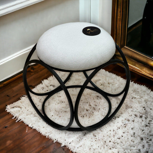 Wooden Twist Modern Round Spherical Design Wrought Iron Ottoman Comfortable Cushion - WoodenTwist