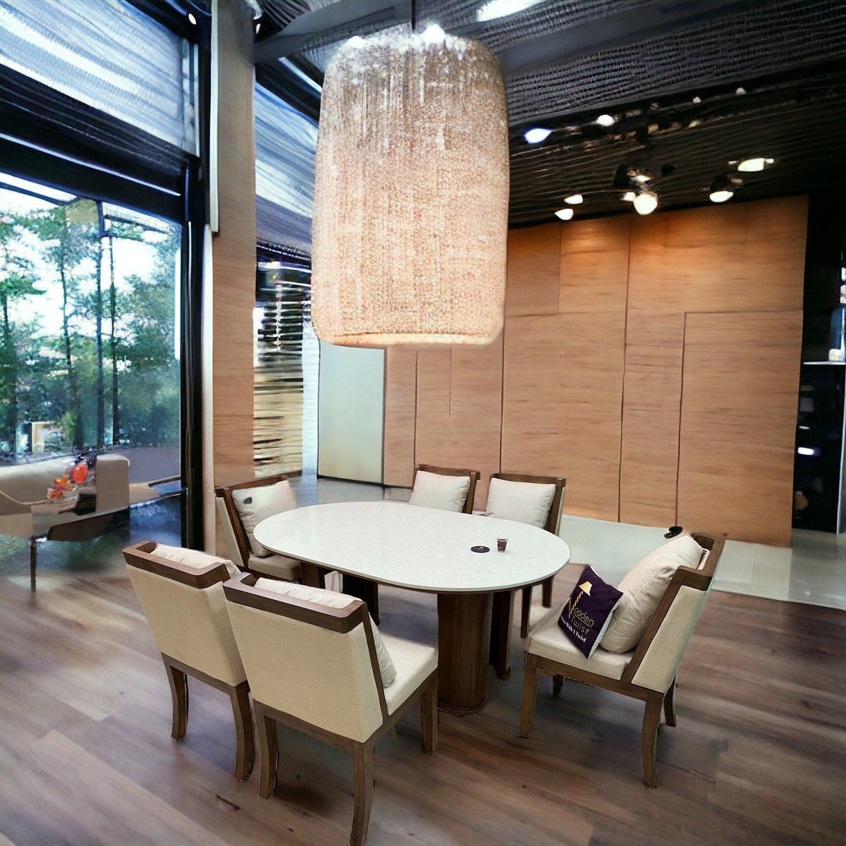 Marble top teak dining set