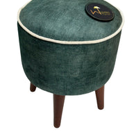 Wooden Twist Rope Design Round Puffy Ottoman Stool For Living Room ( Walnut Finish, Pack of 1 ) - WoodenTwist