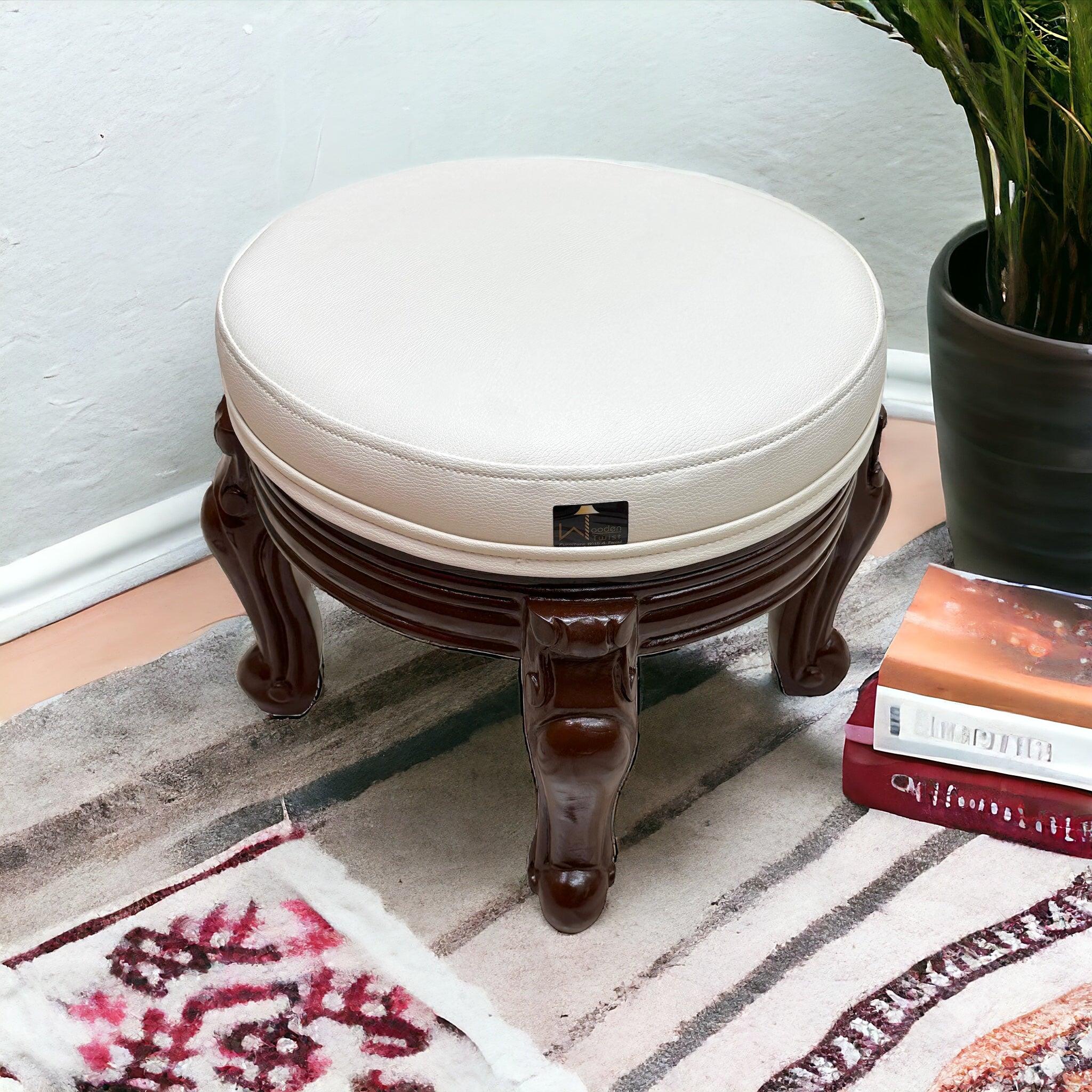 Elegant Hand Carved Pouffe