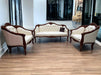Wooden Handmade Italian Baroque Style Champagne Sofa Set 3+1+1 (Teak Wood) - WoodenTwist