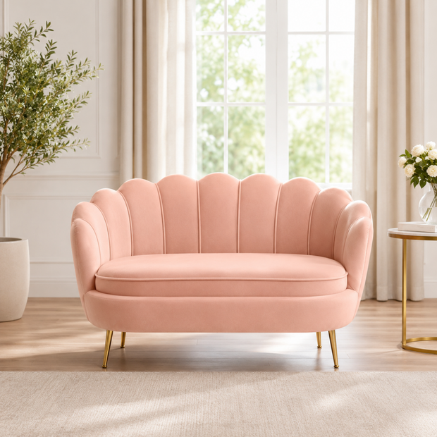 Wooden Twist Terciopelo Flared Arm Solid Wood Metal Legs Velvet Fabric Loveseat Modern Chaise Lounge