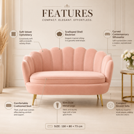 Wooden Twist Terciopelo Flared Arm Solid Wood Metal Legs Velvet Fabric Loveseat Modern Chaise Lounge