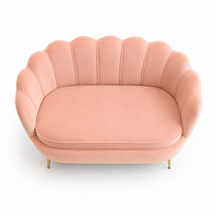 Wooden Twist Terciopelo Flared Arm Solid Wood Metal Legs Velvet Fabric Loveseat Modern Chaise Lounge