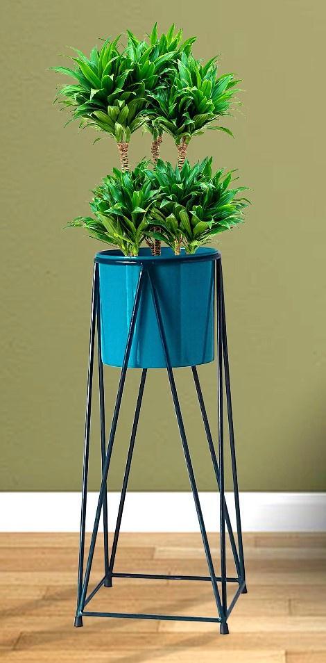 BLUE & BLACK DIAMOND PLANTER SET OF 2 - WoodenTwist