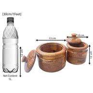 Wooden Twist Enormous Acacia Wood Round Wooden Spice Jar ( Set of 2 ) - WoodenTwist