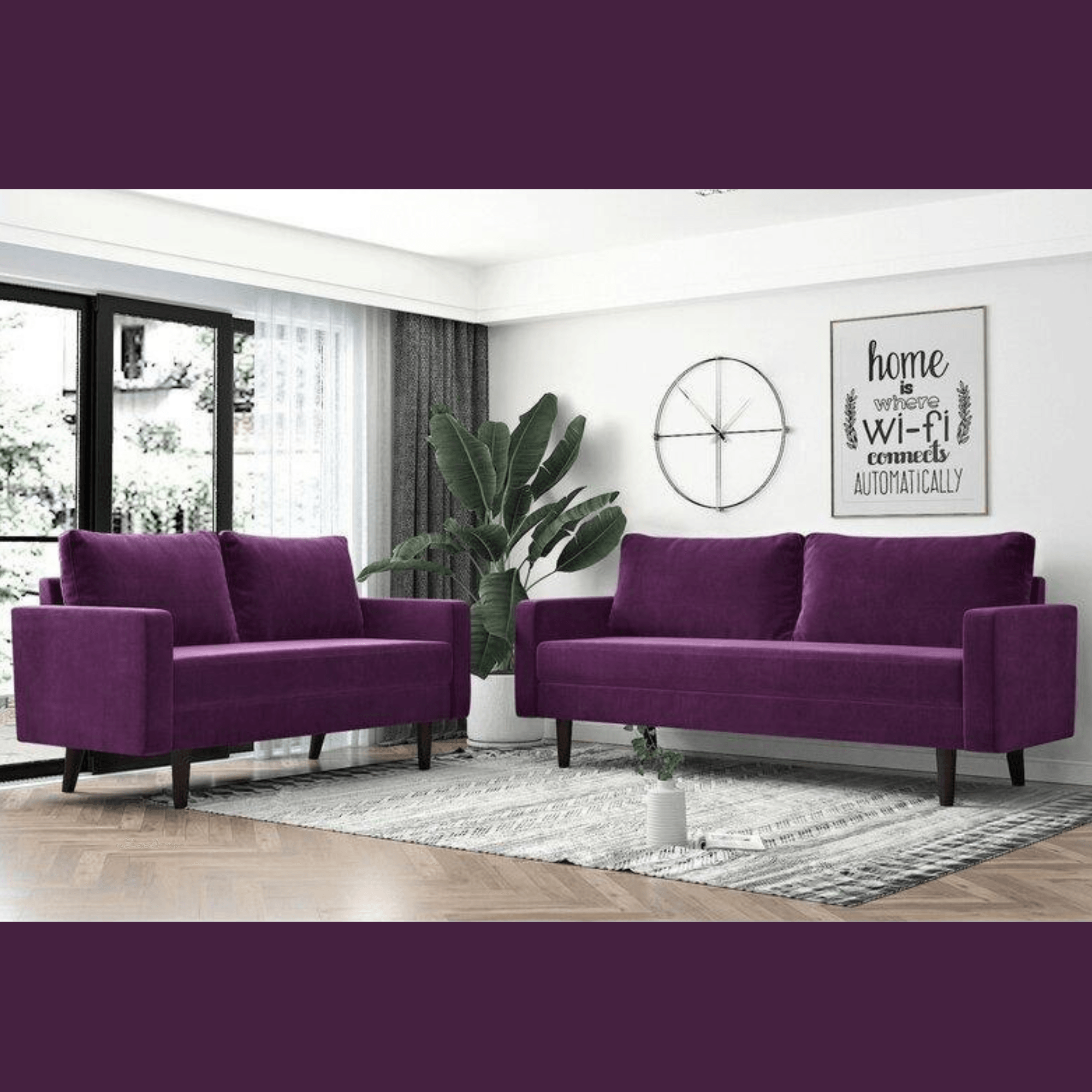 Wooden Twist Allay Designer Handmade Velvet Fabric Solid Wood Soft & Comfortable Sofa Set - WoodenTwist