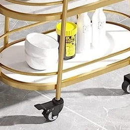 Side View of Golden Oval Trolley with Smooth Rolling Wheels