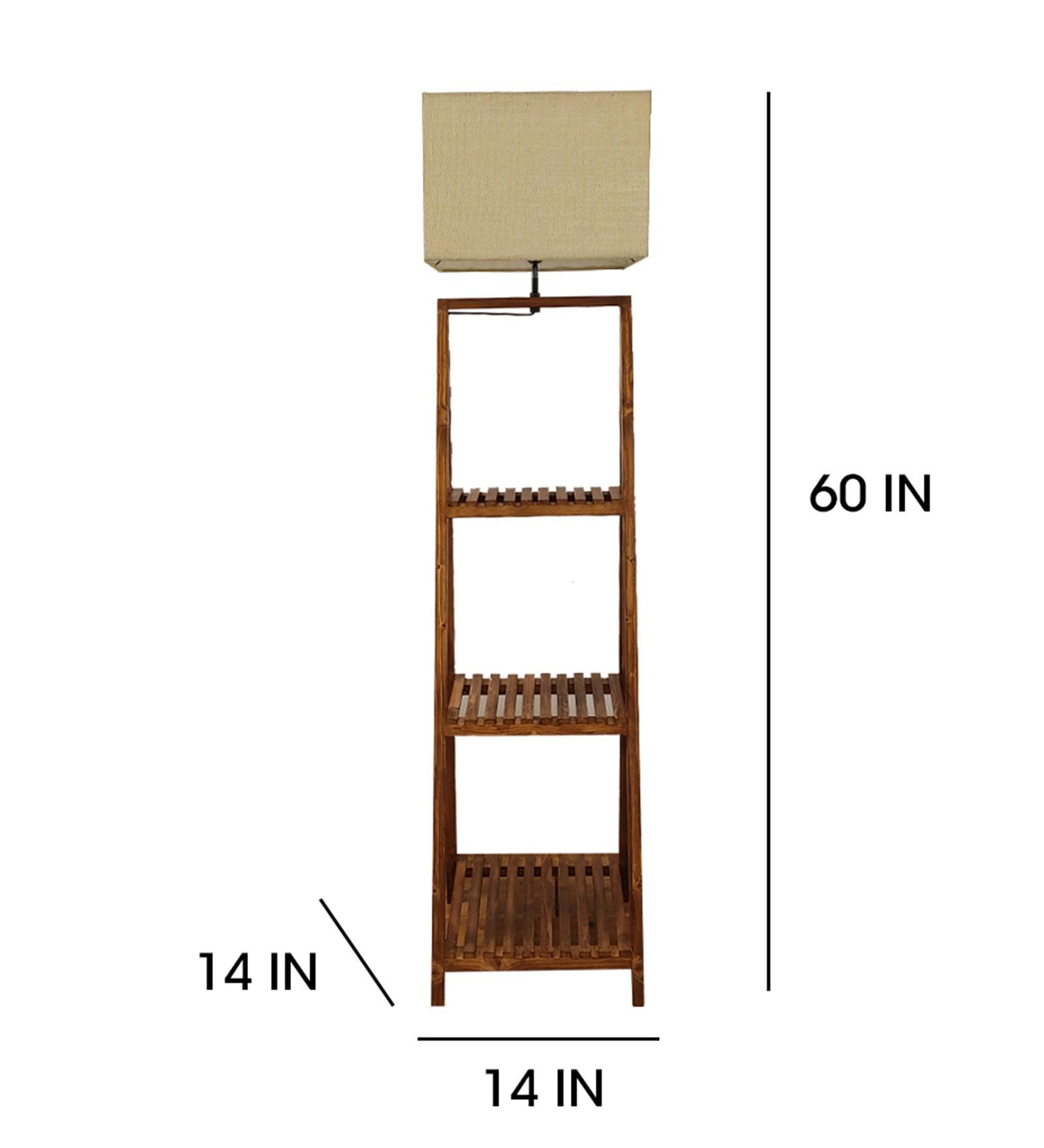 Modern Pinewood Raphael Floor Lamp – Elegant Square Design - WoodenTwist