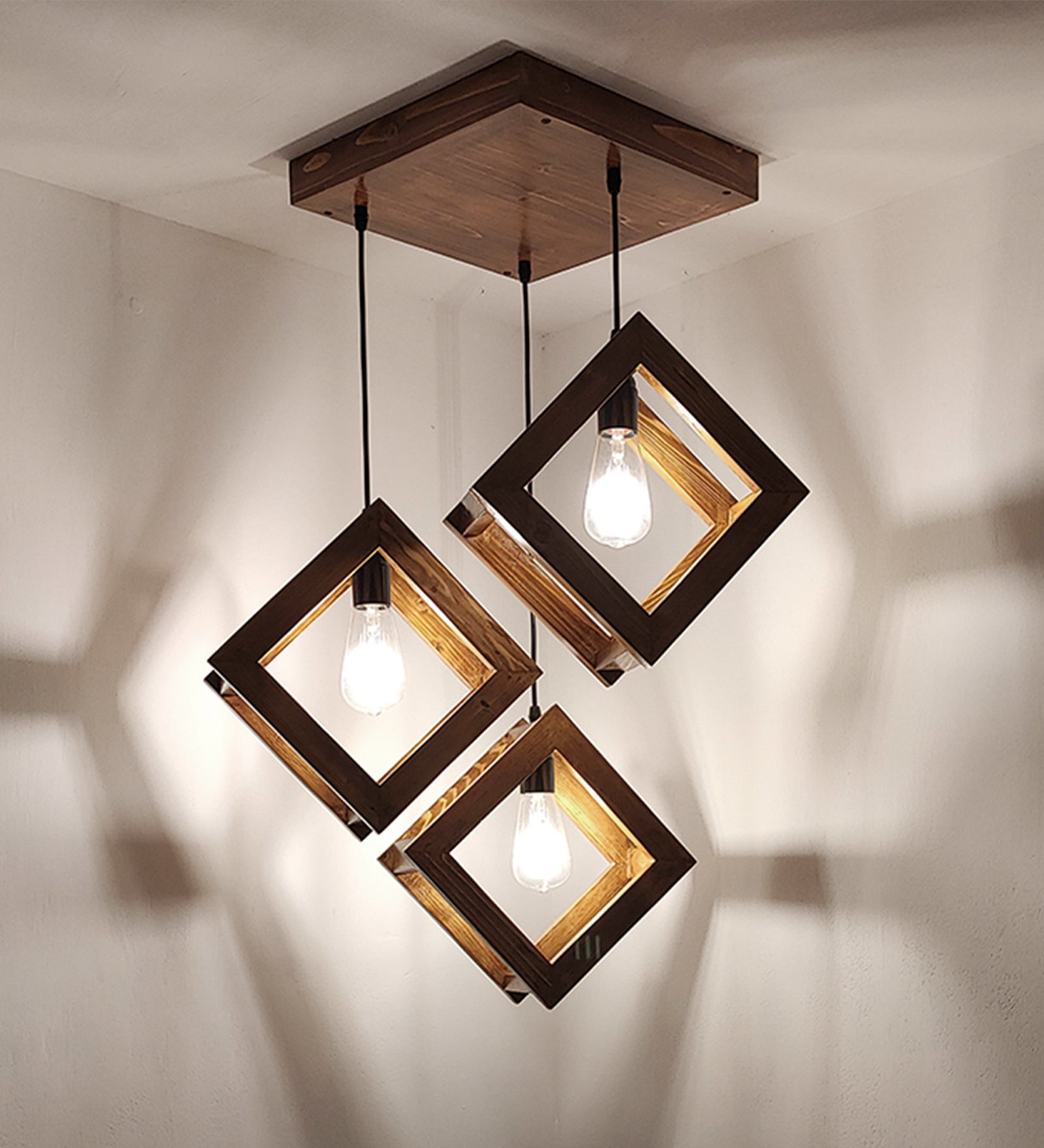 Rhombus Brown Cluster Hanging Lamp