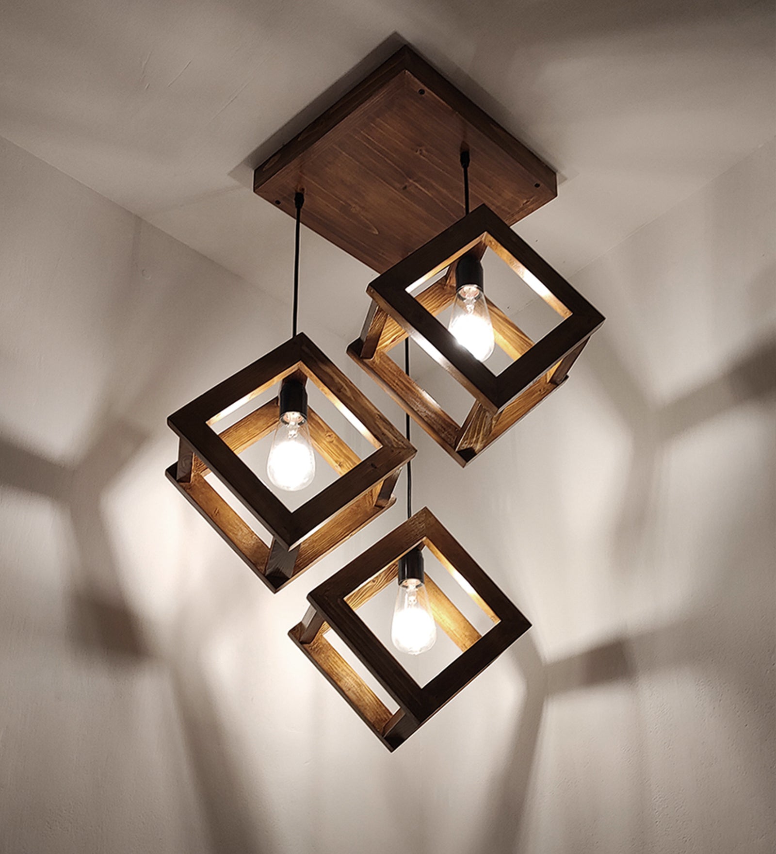 Rhombus Brown Cluster Hanging Lamp