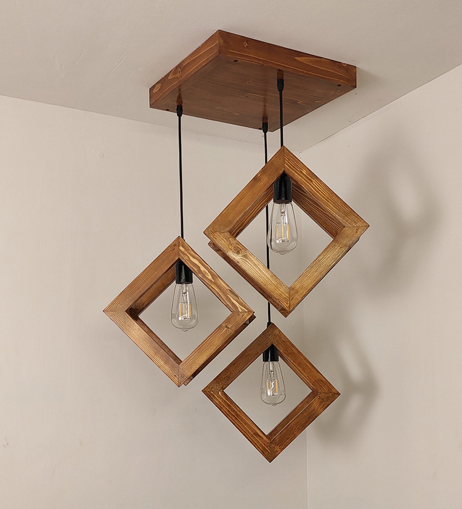 Rhombus Brown Cluster Hanging Lamp