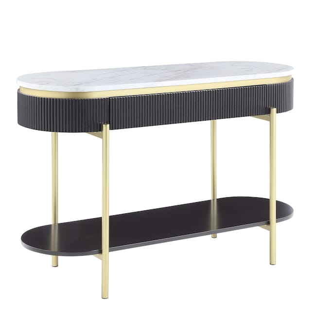Modern Luxurious Console Table with White Marble & Wooden Top