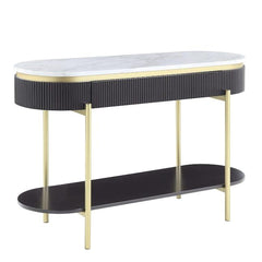 Modern Luxurious Console Table with White Marble & Wooden Top - WoodenTwist