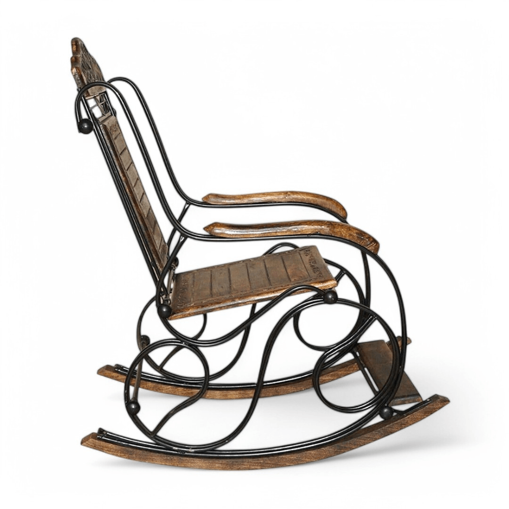 Wooden Twist Rosewood Iron Grandpa Rocking Chair – Indoor Outdoor - WoodenTwist