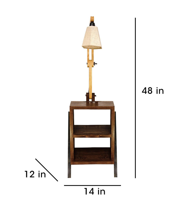 Ronan Wooden Floor Lamp with Brown Base and Jute Fabric Lampshade - WoodenTwist