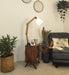 Ronan Wooden Floor Lamp with Brown Base and Jute Fabric Lampshade - WoodenTwist