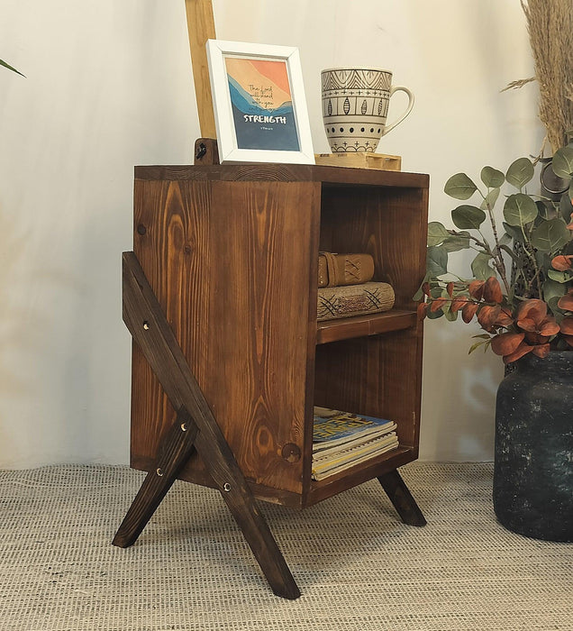 Ronan Wooden Floor Lamp with Brown Base and Jute Fabric Lampshade - WoodenTwist