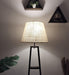 Salita Wooden Floor Lamp with Brown Base and Beige Fabric Lampshade - WoodenTwist