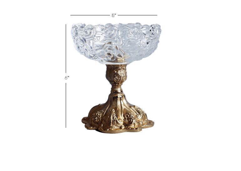 Royal Flower Aristrocrat's Glass Bowl Big (Gold) - WoodenTwist