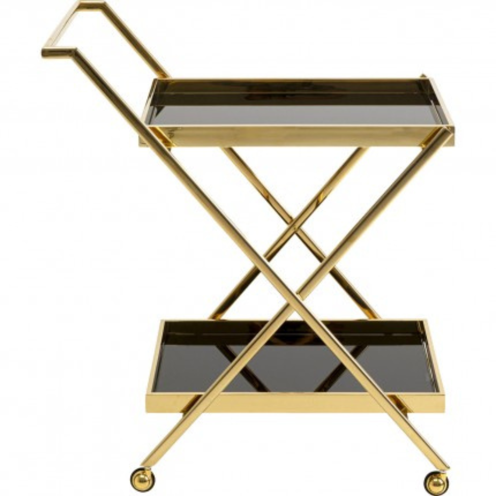 Luxury Stainless Steel Coated Home/Bar Cart Trolley (Golden & Black) - WoodenTwist
