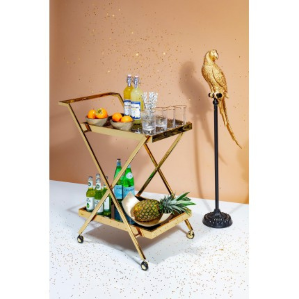 Luxury Stainless Steel Coated Home/Bar Cart Trolley (Golden & Black) - WoodenTwist