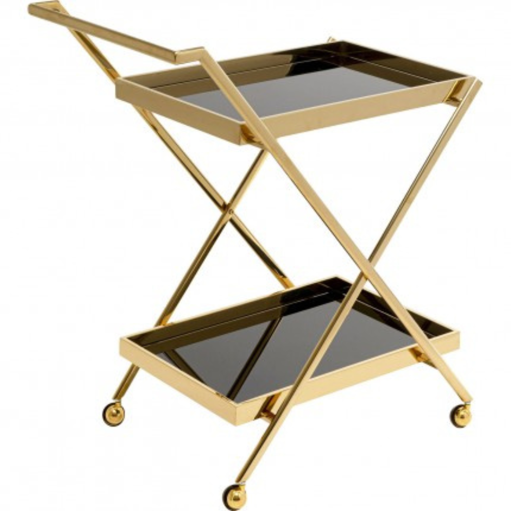 Luxury Stainless Steel Coated Home/Bar Cart Trolley (Golden & Black) - WoodenTwist
