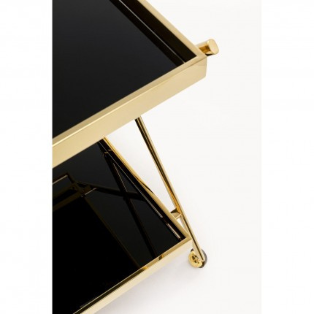Luxury Stainless Steel Coated Home/Bar Cart Trolley (Golden & Black) - WoodenTwist