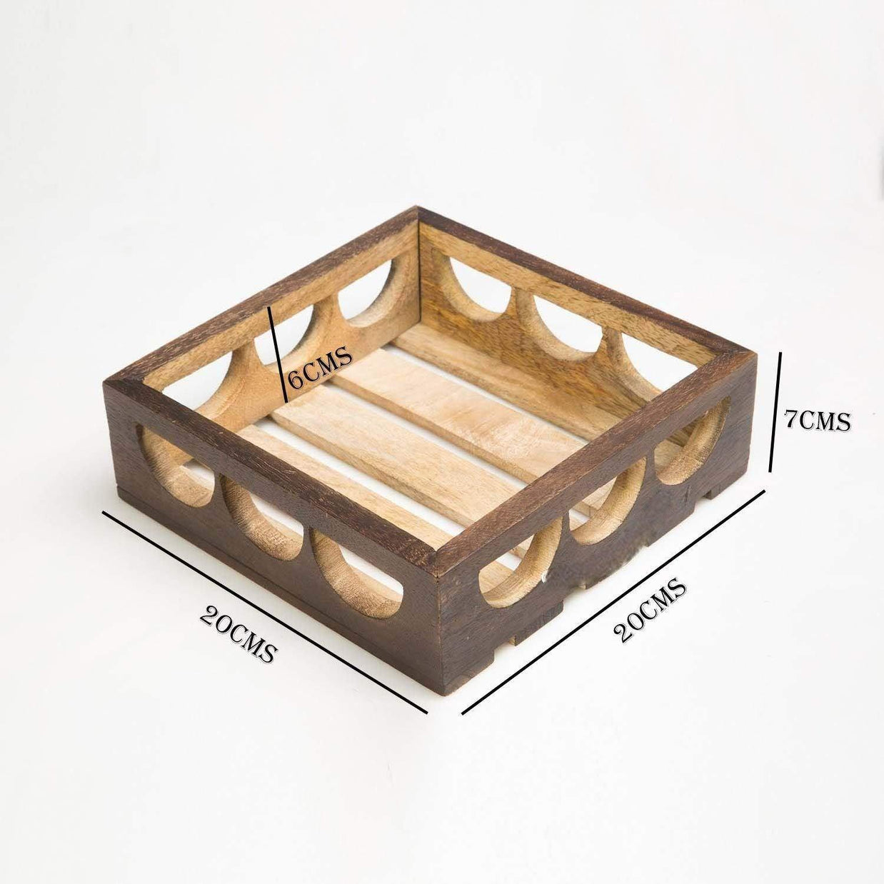 Wooden Twist Urge Fancy Design Solid Wood Carved Serving Tray - Angle View