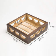 Wooden Twist Urge Fancy Design Solid Wood Carved Serving Tray - Angle View