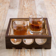 Wooden Twist Urge Fancy Design Solid Wood Carved Serving Tray - Front View