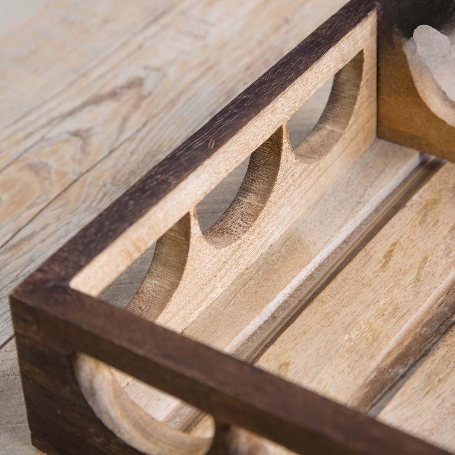 Wooden Twist Urge Fancy Design Solid Wood Carved Serving Tray - Lifestyle Dining