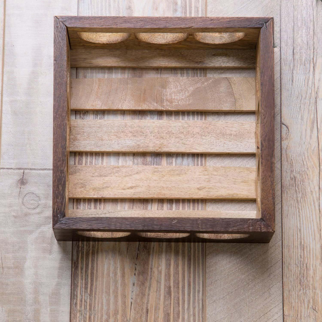 Wooden Twist Urge Fancy Design Solid Wood Carved Serving Tray - Top View