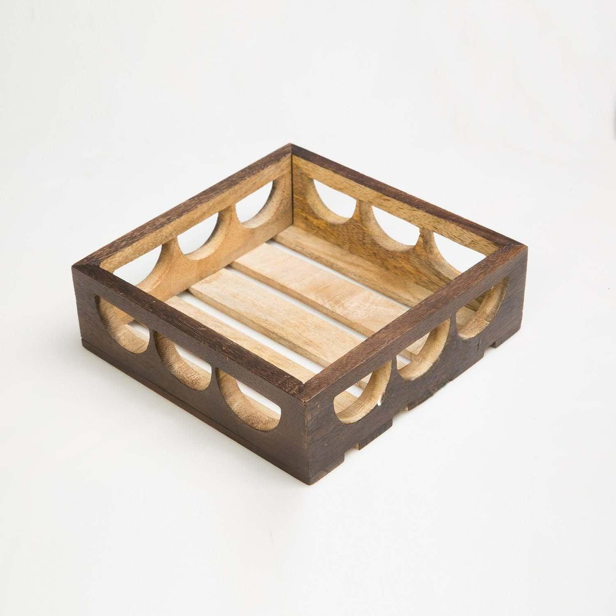 Wooden Twist Urge Fancy Design Solid Wood Carved Serving Tray - Full Display