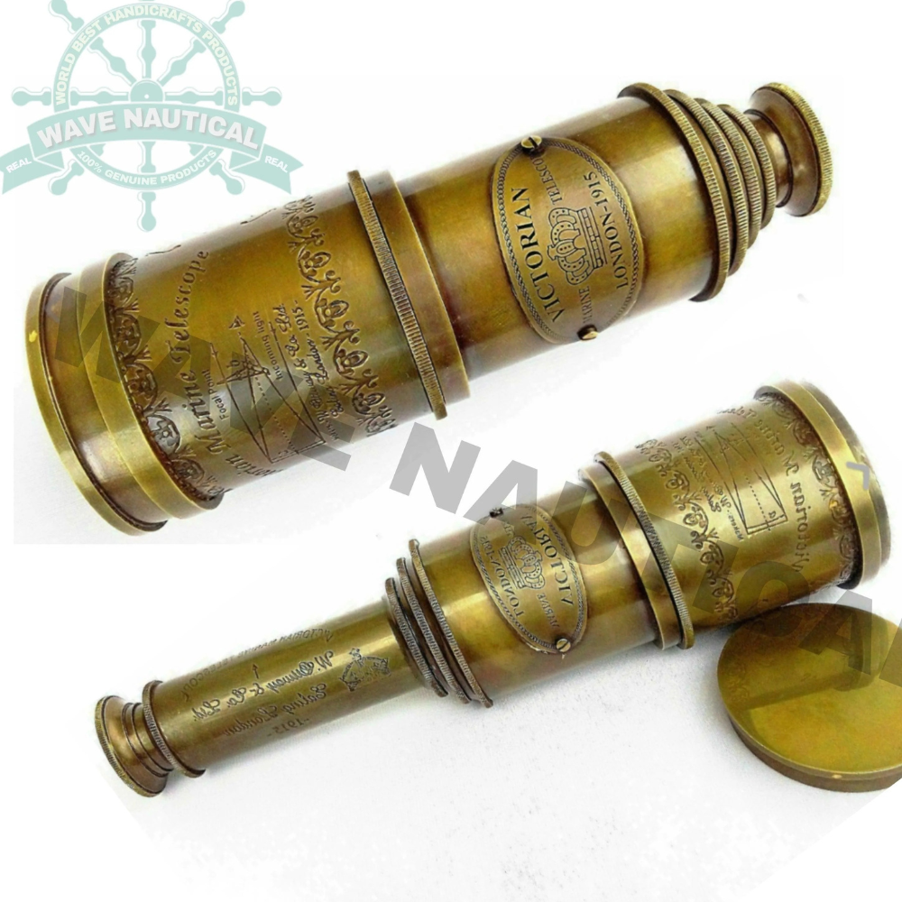 Antique Brass 18' Victorian Telescope Copper Nautical Vintage Spyglass Marine - WoodenTwist