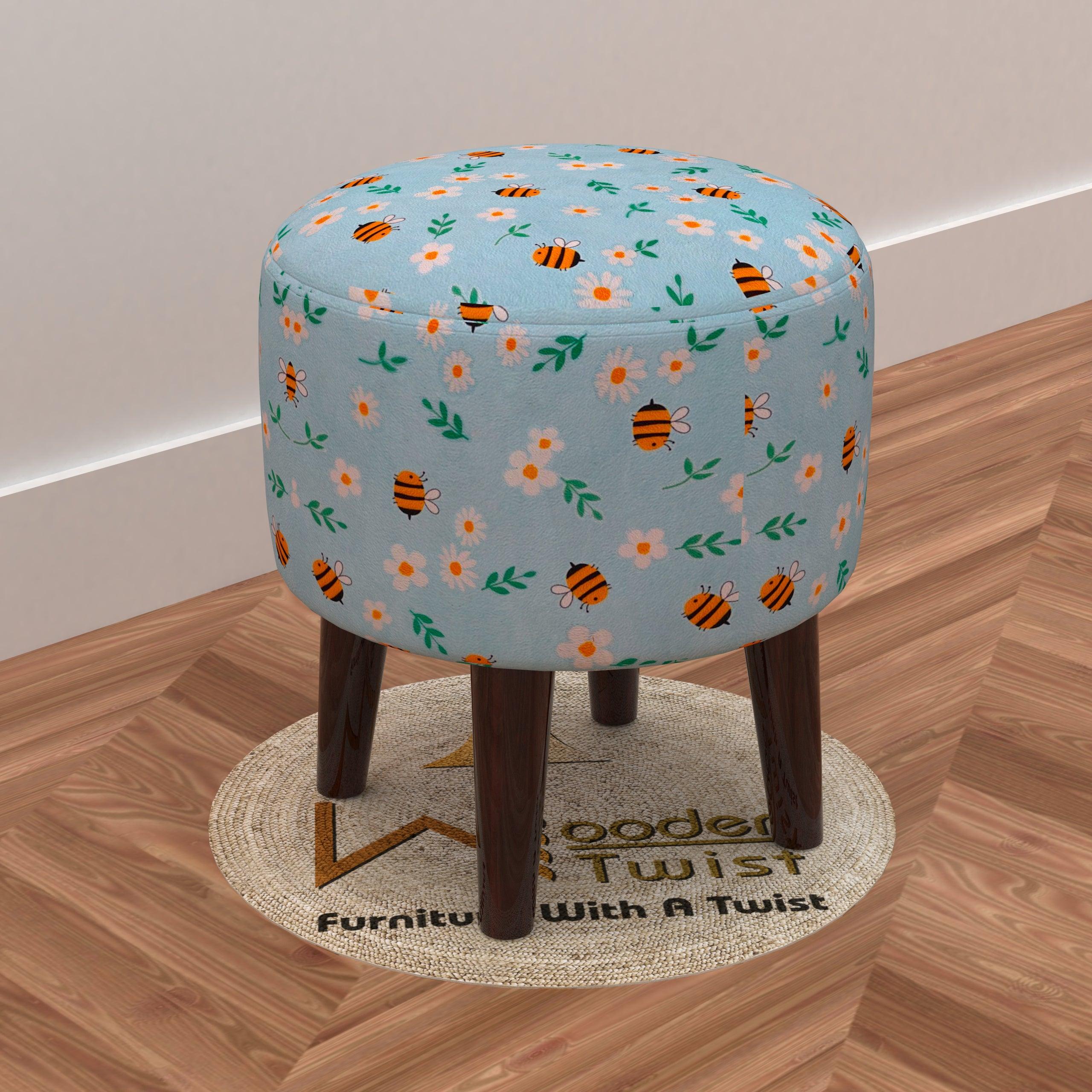 Wooden Twist Harlequin Puffy Ottoman Stool For Living Room - WoodenTwist