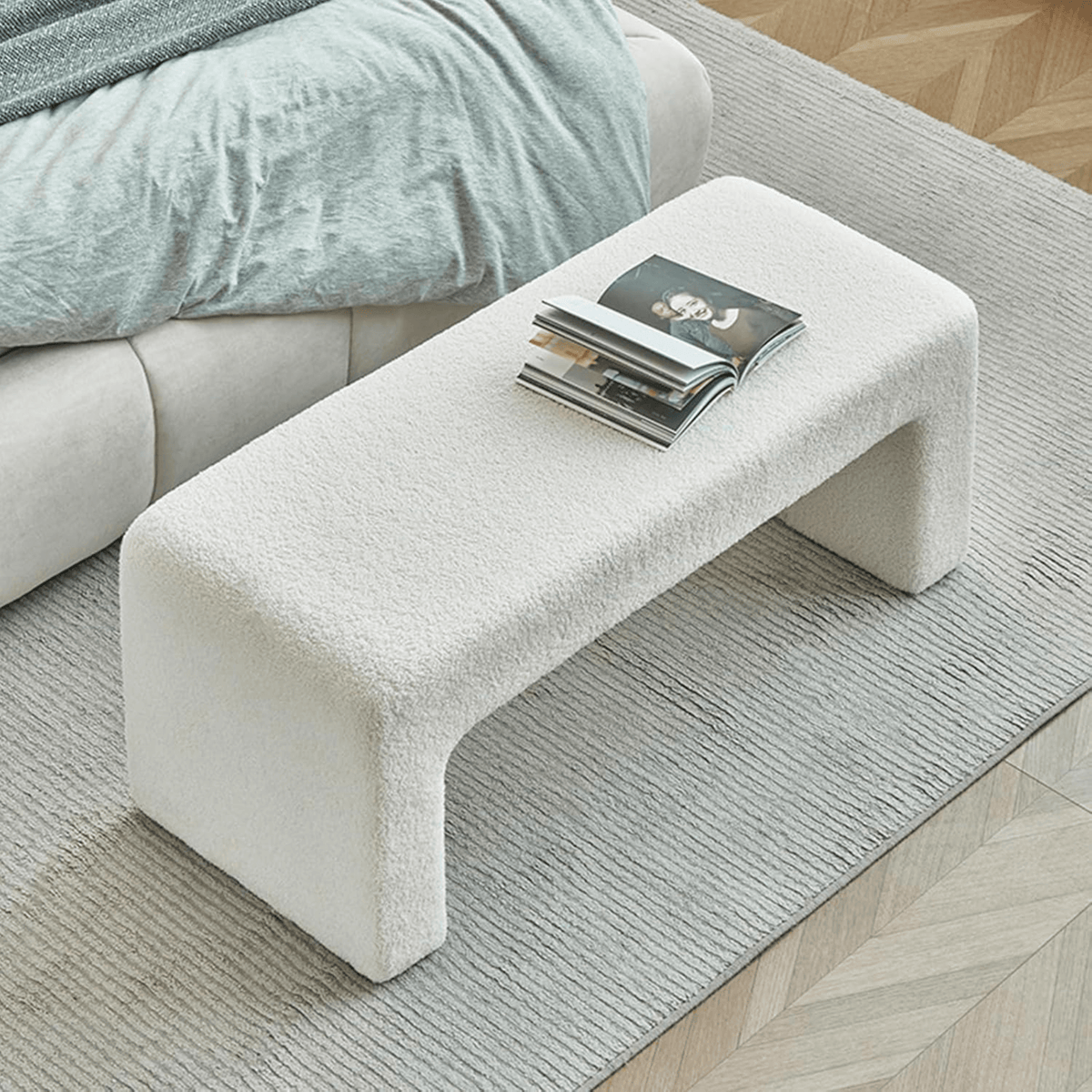Soft Furry Ottoman Bench