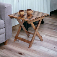 Wooden Twist Modern Contemporary Foldable Mango Wood End Table - WoodenTwist