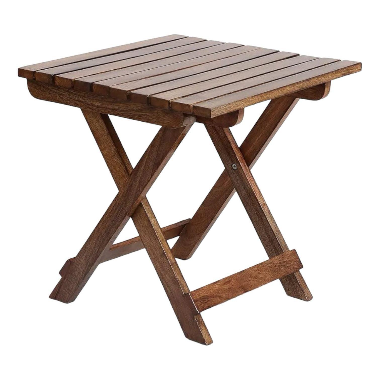 Wooden Twist Modern Contemporary Foldable Mango Wood End Table - WoodenTwist