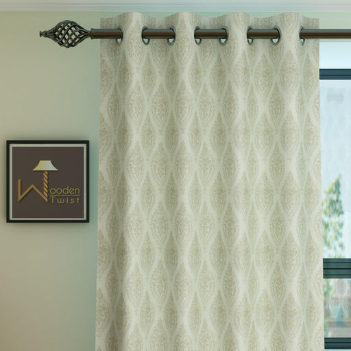 Fabrahome Light Filtering 4.5 Ft Fusion Fabric Window Curtain ( Light Golden ) - WoodenTwist