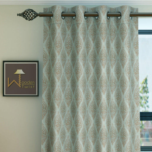 Fabrahome Light Filtering 4.5 Ft Fusion Fabric Window Curtain ( Copper & Grey ) - WoodenTwist