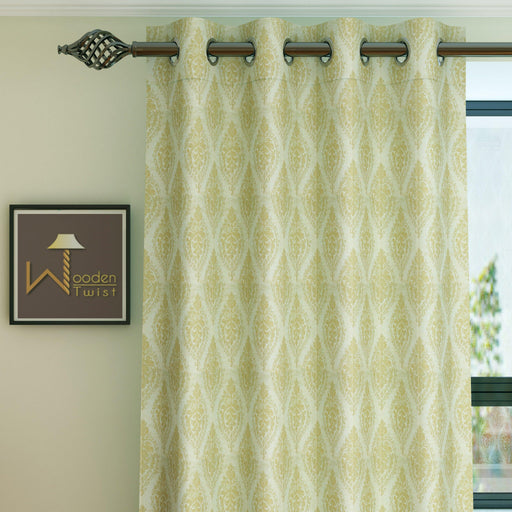 Fabrahome Light Filtering 4.5 Ft Fusion Fabric Curtain ( Dark Golden ) - WoodenTwist