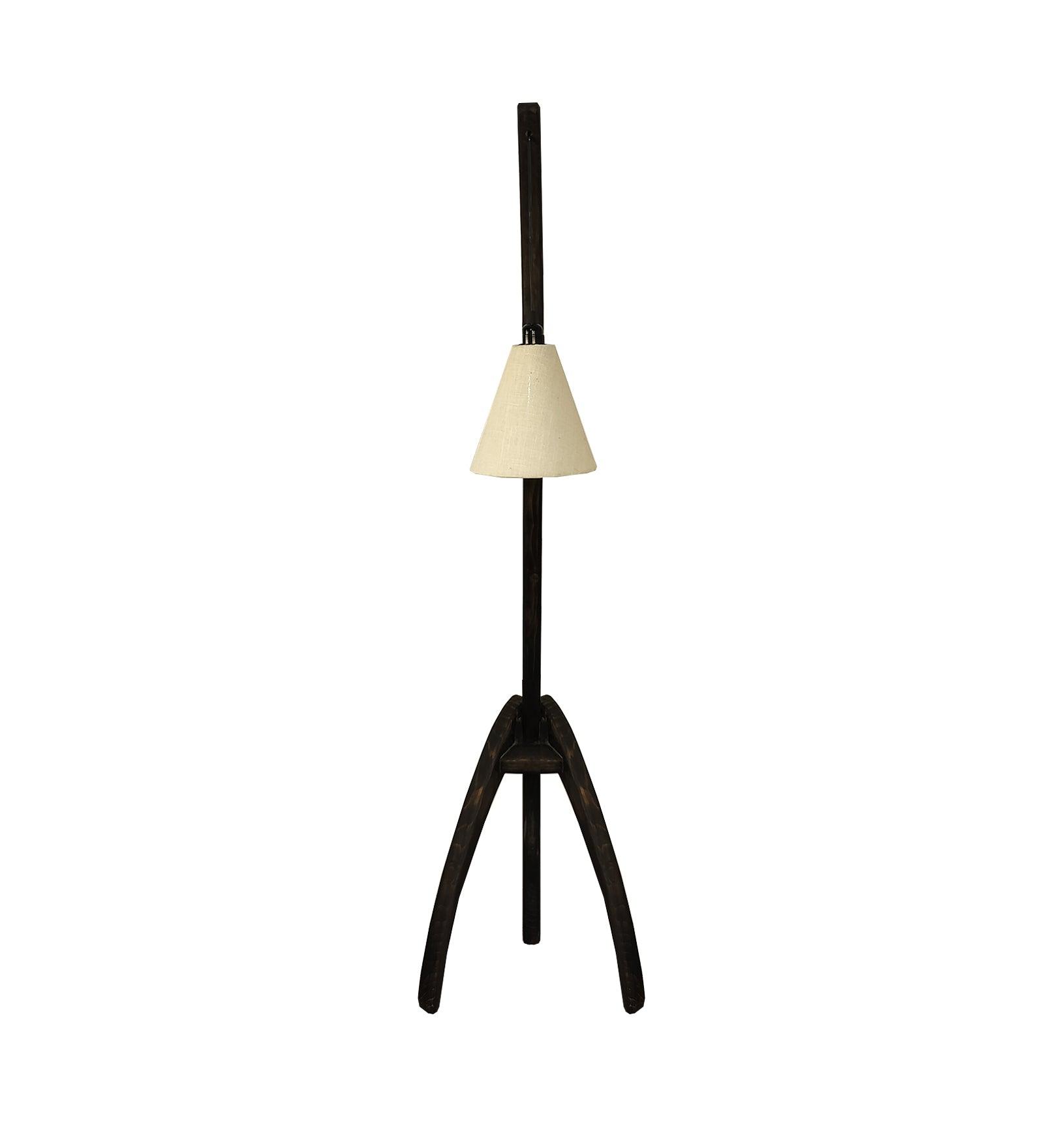 Species Wooden Floor Lamp with Brown Base and Jute Fabric Lampshade - WoodenTwist