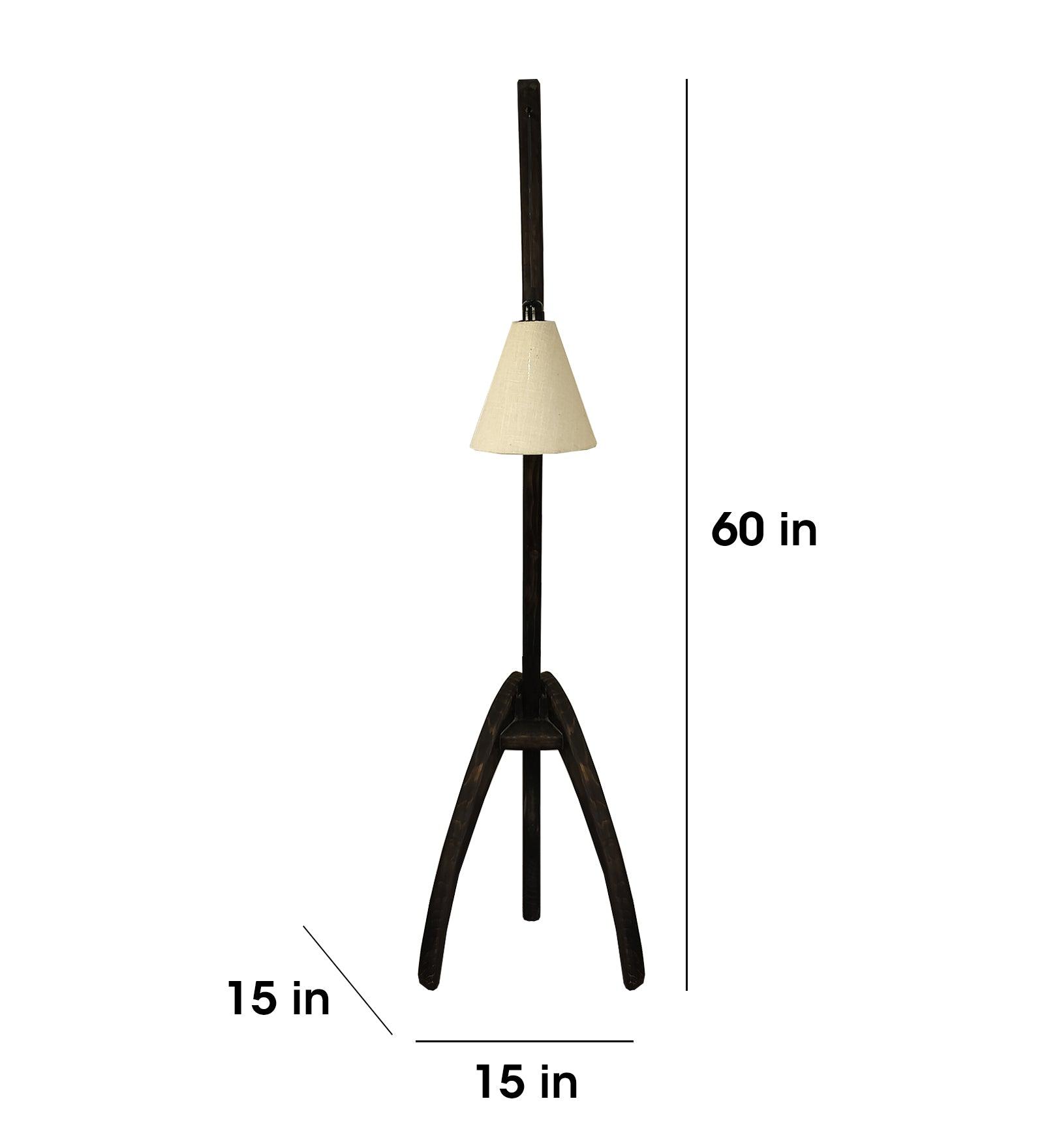 Species Wooden Floor Lamp with Brown Base and Jute Fabric Lampshade - WoodenTwist