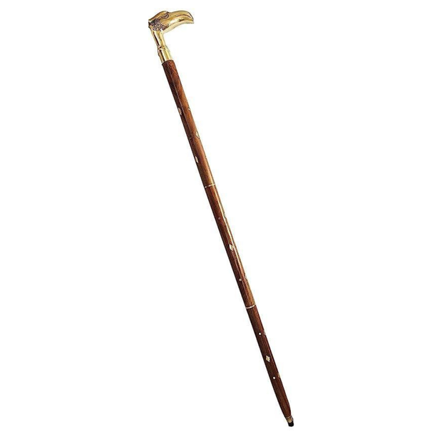 Antique Brass Design  Head Handle Vintage Style Wooden Walking Cane Stick - WoodenTwist